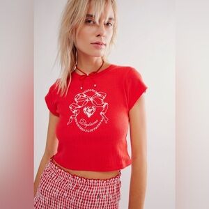 Daydreamer x Free People Bow Pointelle Tee
